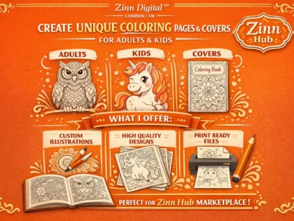 create unique coloring pages and covers for adults and kids