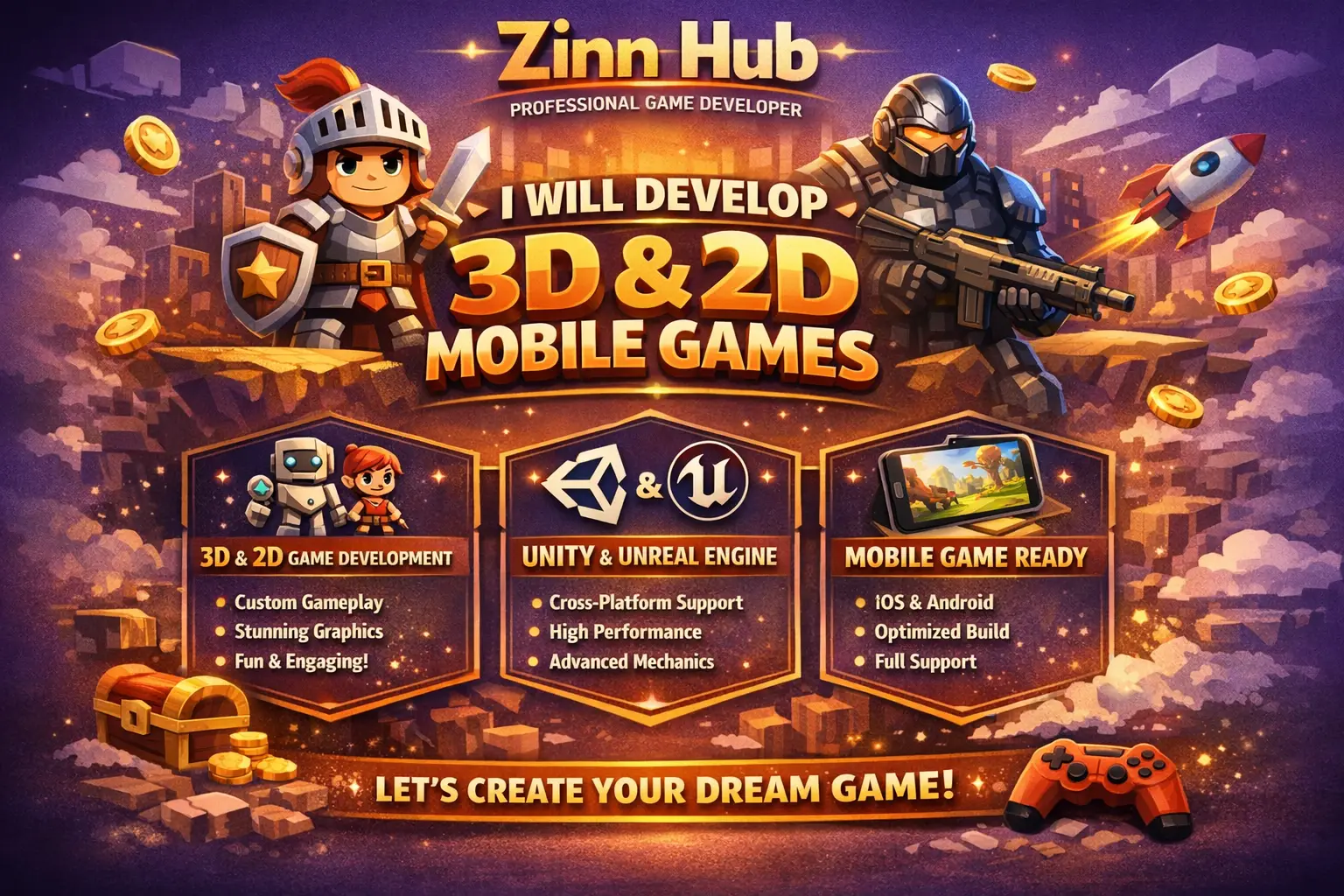 Do Mobile Game Development In 3D, 2D Game By Unity, Unreal Engine Game Developer 1 Do Mobile Game Development In 3D
