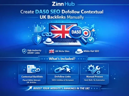 create da50 SEO dofollow contextual UK backlinks manually