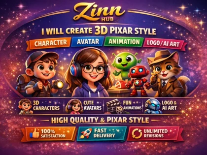 Create 3D Pixar Style Cartoon Character