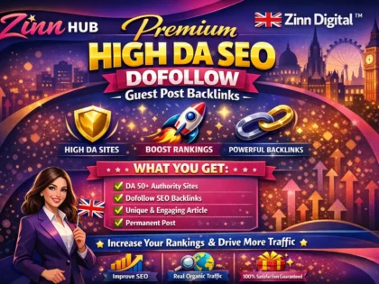 Premium High DA SEO Dofollow Guest Post Backlinks by Zinn Digital ™
