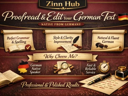 proofread and edit your german text native from germany