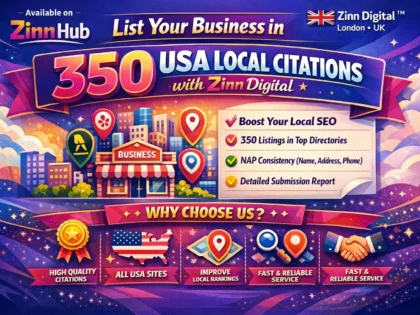 List your business in 350 USA local citations with Zinn Digital ™
