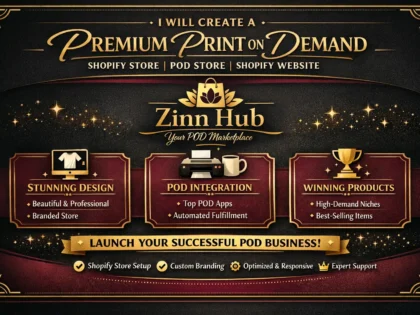 create a premium print on demand shopify store, pod store, or shopify website