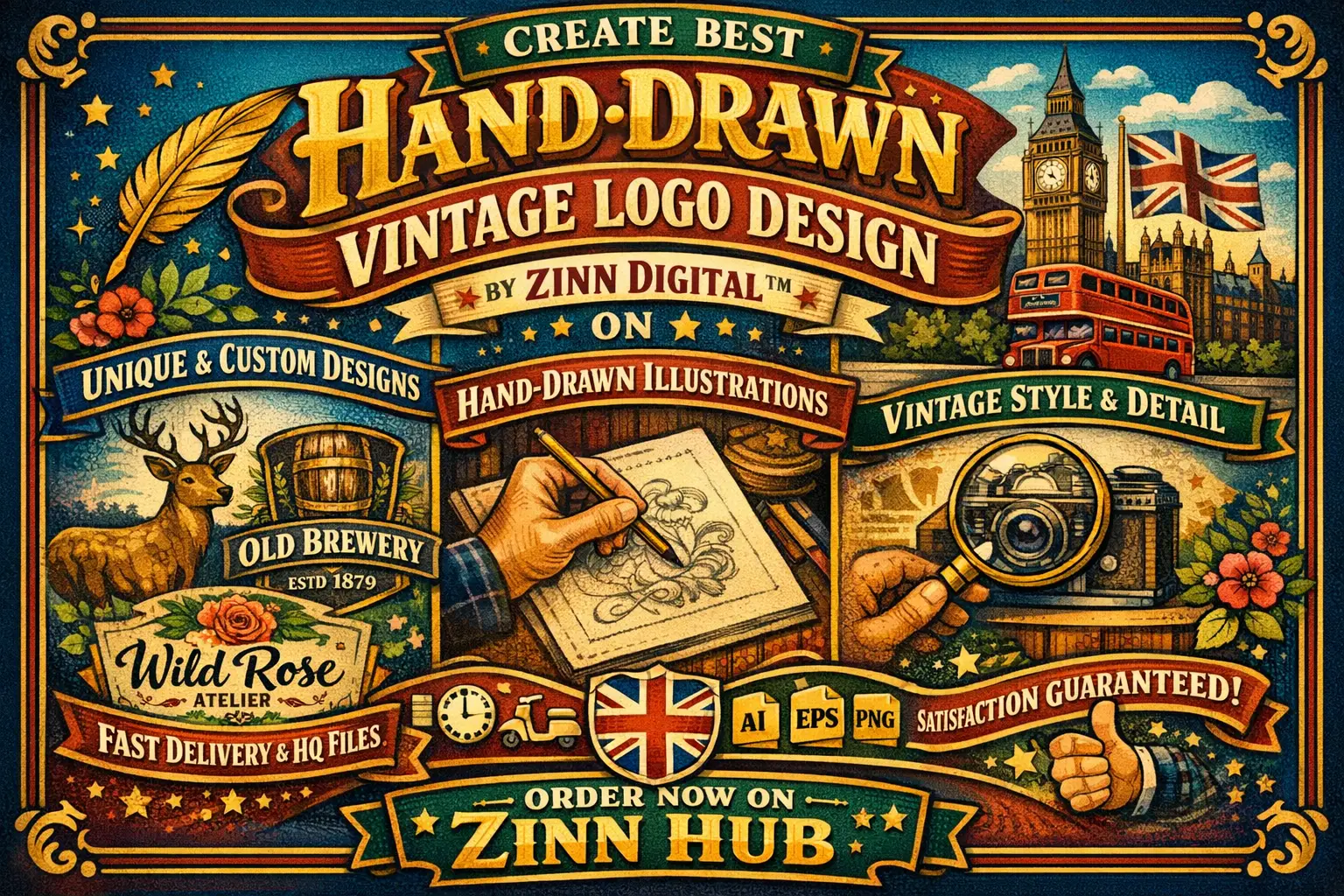 Create Best Hand-Drawn Vintage Logo Design By Zinn Digital ™ 3 Create Best Hand-Drawn Vintage Logo Design By Zinn Digital ™ - Image 3