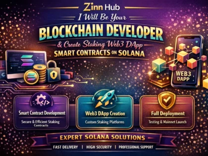be your blockchain developer and make staking web3 dapp smart contract on solana