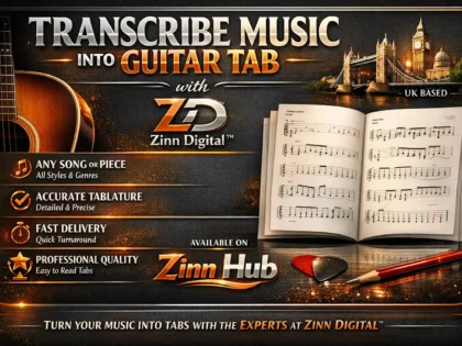 transcribe music into guitar tab with Zinn Digital ™