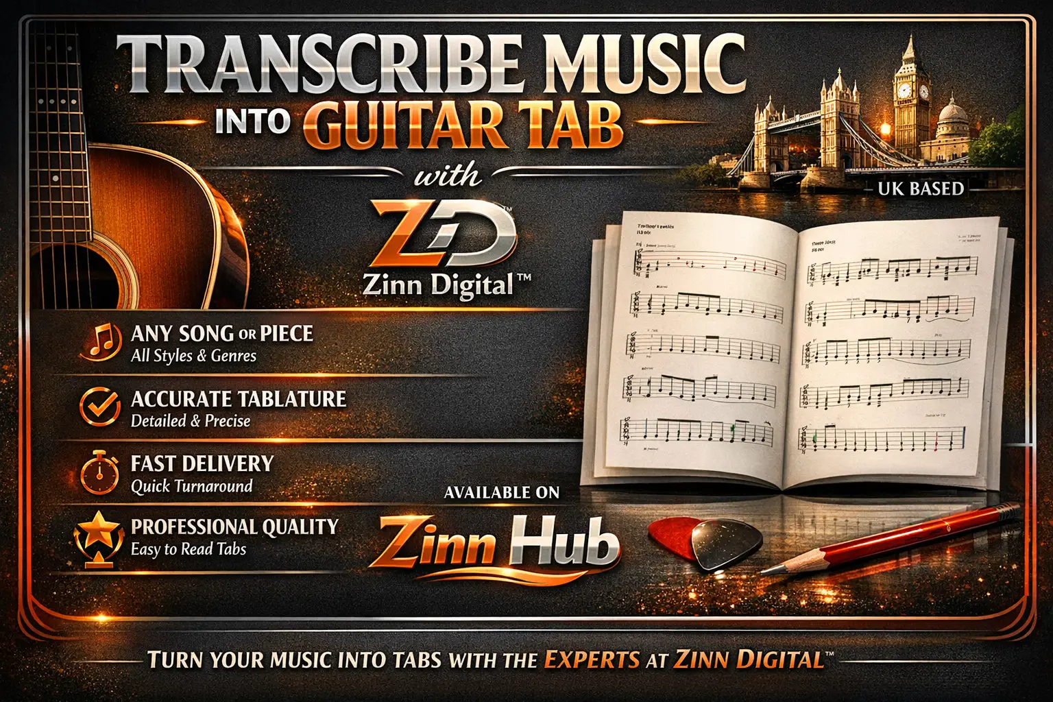 Transcribe Music Into Guitar Tab With Zinn Digital ™ 1 Transcribe Music Into Guitar Tab With Zinn Digital ™
