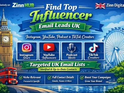 Find top Instagram YouTube podcast TikTok influencer email leads UK