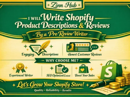 write shopify product descriptions and reviews by a pro review writer