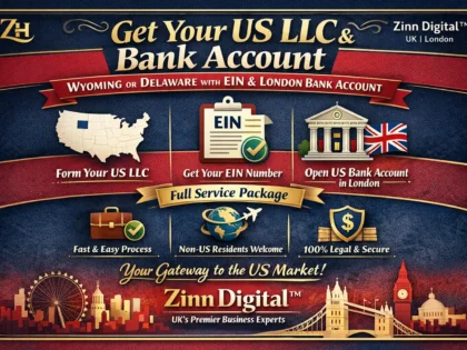 Obtain a US LLC in Wyoming or Delaware with EIN and US bank account in London