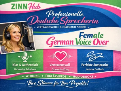 record a female german voice over in a trustworthy charming voice