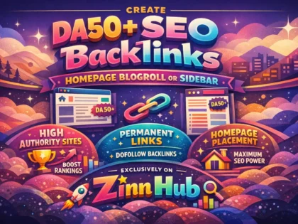 create da50 plus SEO backlinks homepage blogroll or sidebar