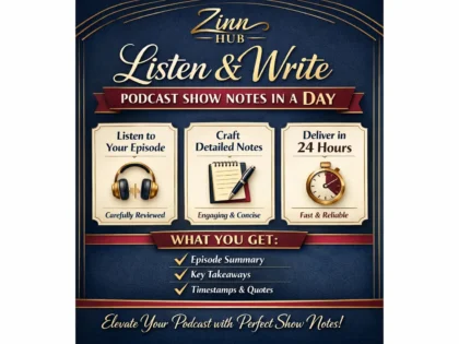 listen and write podcast show notes in a day