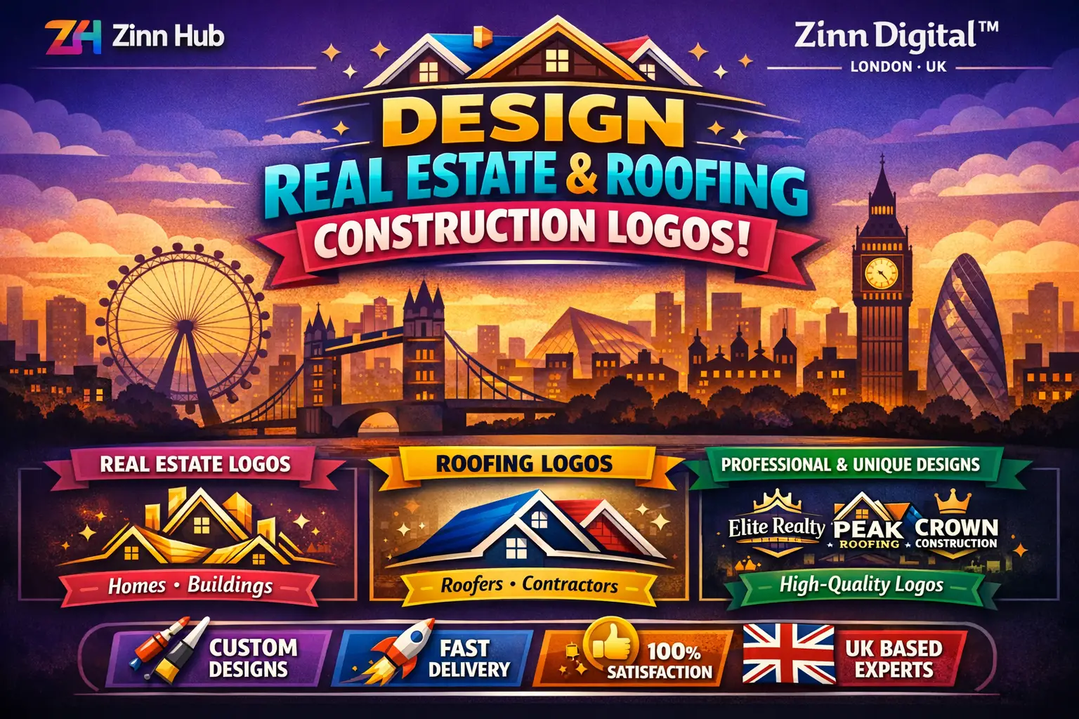 Design Real Estate, Roofing &Amp; Construction Logos - Zinn Digital ™ 1 Design Real Estate
