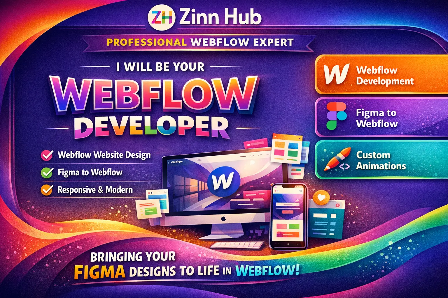 Be Your Webflow Developer, Do Webflow Website Design, Figma To Webflow Expert 1 Be Your Webflow Developer