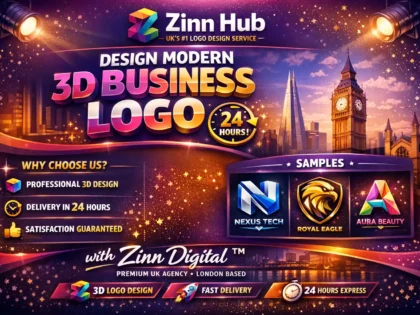 Design modern 3D business logo in 24 hours with Zinn Digital ™