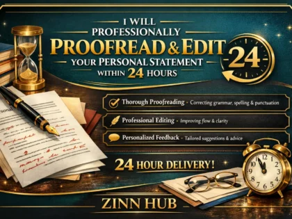 professionally proofread and edit your personal statement within 24 hours