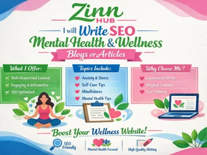 write SEO mental health and wellness blogs or articles