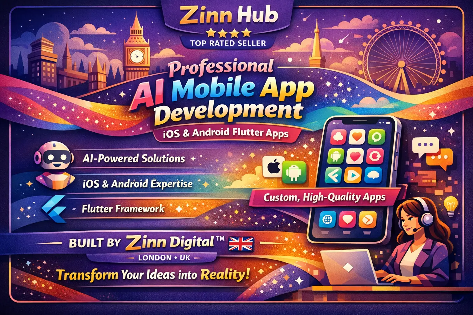 Professional Ai Mobile App Development - Ios, Android &Amp; Flutter Apps By Zinn Digital ™ 1 Professional Ai Mobile App Development - Ios