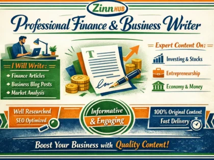write posts and articles related to finance and business