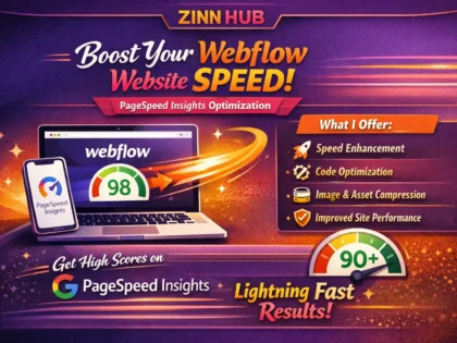 do webflow website speed optimization on pagespeed insights