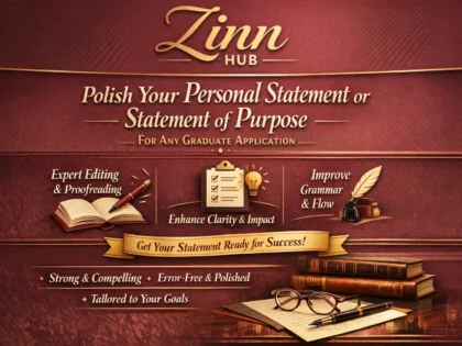 edit personal statement or statement of purpose for any graduate application