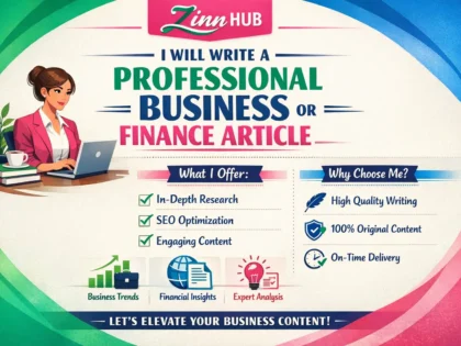 write a professional business or finance article