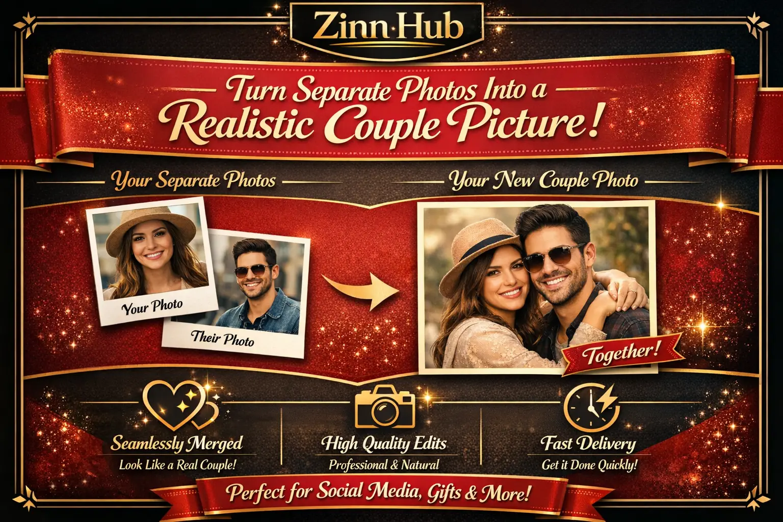 Turn Separate Photos Into A Realistic Couple Picture 1 Turn Separate Photos Into A Realistic Couple Picture