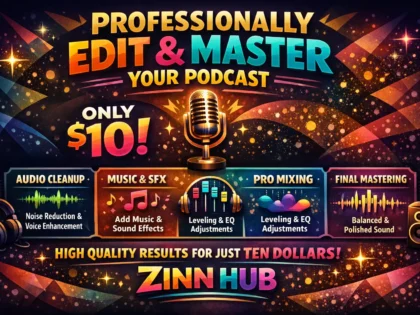 professionally edit and master your podcast for 10 dollars