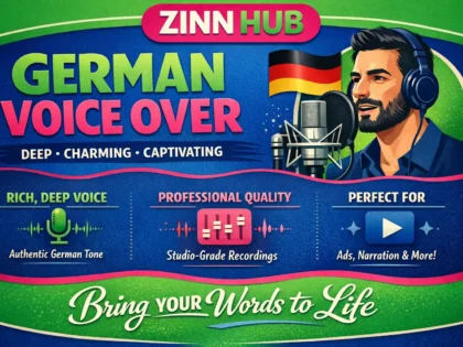 produce a male german voice over in a deep