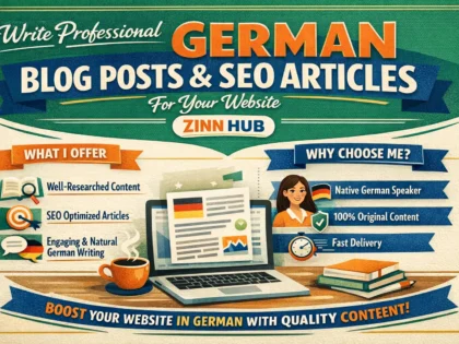 Write Professional German Blog Post And German Seo Articles For Your Website