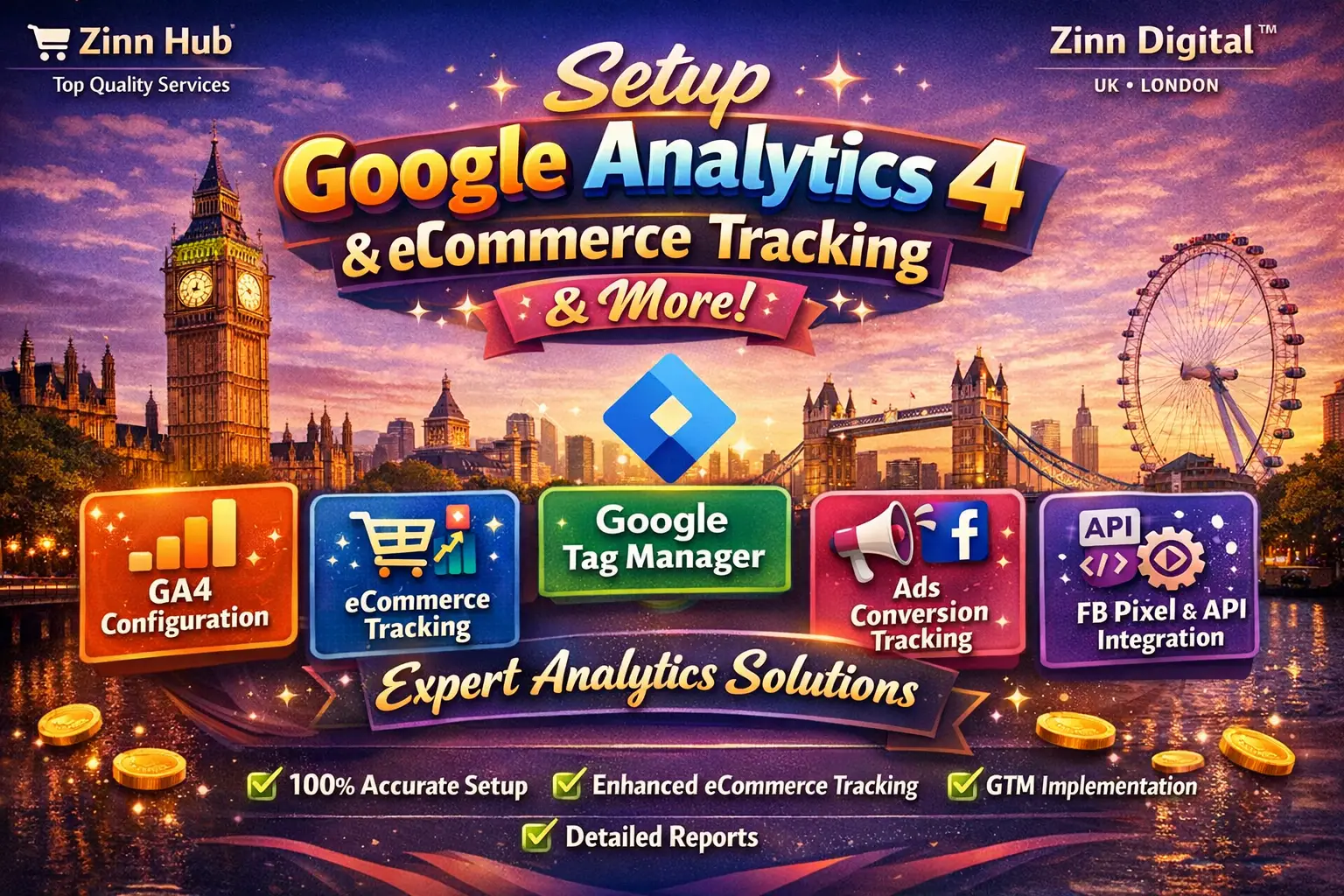 Setup Google Analytics 4, Ecommerce Tracking, Ads Conversion, Gtm, Fb Pixel, Api 1 Setup Google Analytics 4