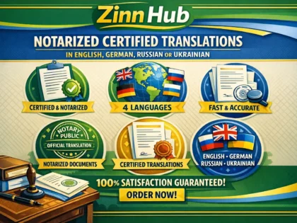 Provide Notarized Certified Translation In English