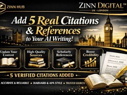 update and add 5 real citations and references to your ai generated writing