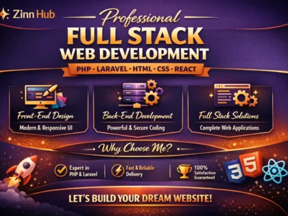 Professional full stack web development services - PHP Laravel HTML CSS React