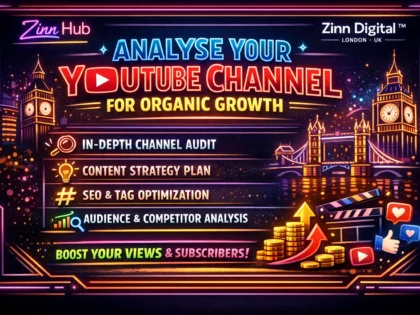 Analyse your YouTube channel for organic growth with Zinn Digital ™