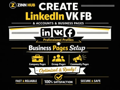 create linkedin vk fb accounts and business pages