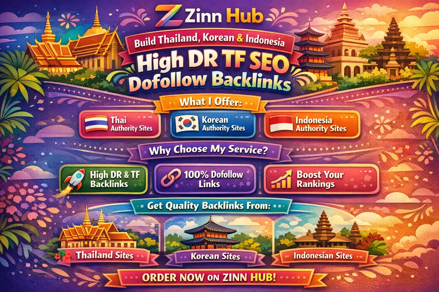 Build Thailand, Korean, Indonesia High Dr Tf Seo Dofollow Backlinks 1 Build Thailand