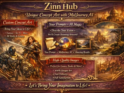 do unique concept art with prompts and midjourney ai generated images