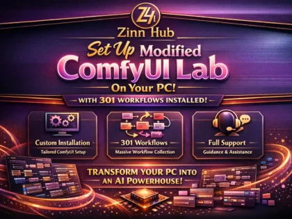 set up modified comfyui lab in ur PC with 301 workflows