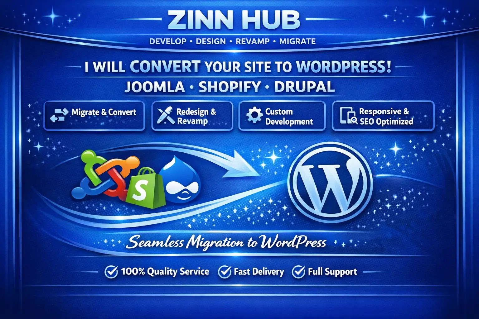 Develop, Design, Revamp, Convert Or Migrate Joomla, Shopify, Drupal To Wordpress 1 Develop