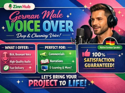 produce a male german voice over in a deep