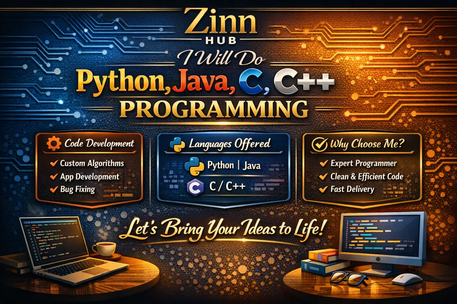 Do Python, Java, C, Cpp Programmer For Code Development Projects 1 Do Python