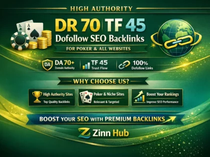 high authority DR 70 tf 45 dofollow SEO backlinks for poker and all websites