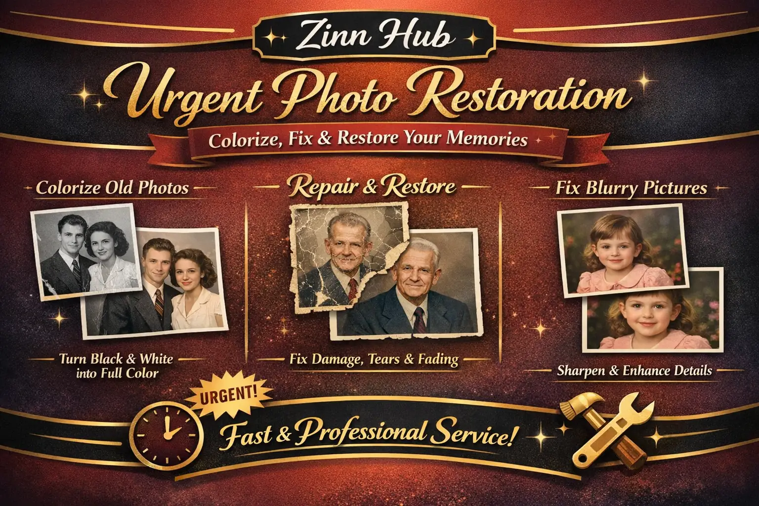 Urgently Colorize Old Damage Photo, Fix Blurry Picture, And Image Restoration 1 Urgently Colorize Old Damage Photo