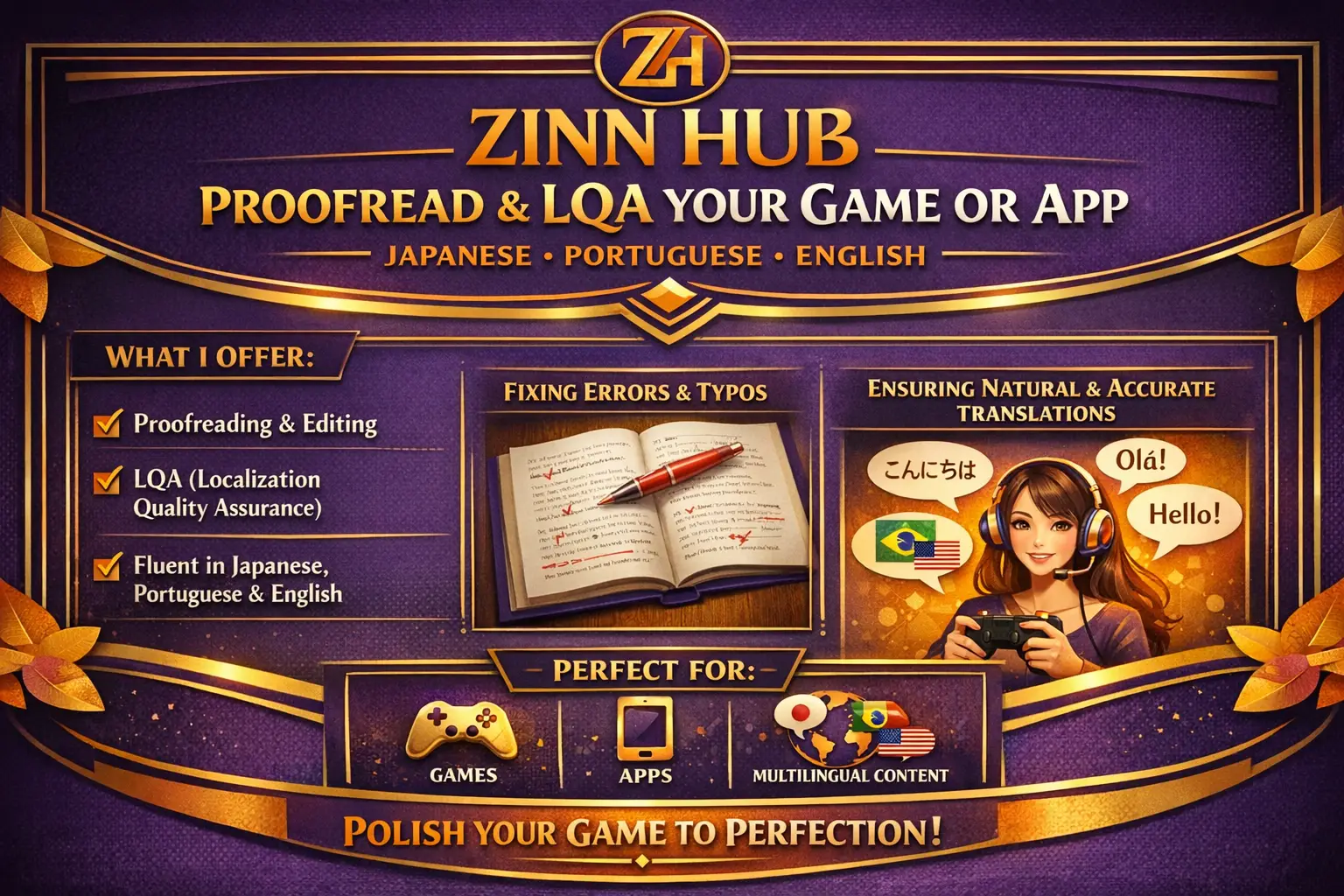 Proofread, Lqa Your Japanese, Portuguese, English Game, App 1 Proofread