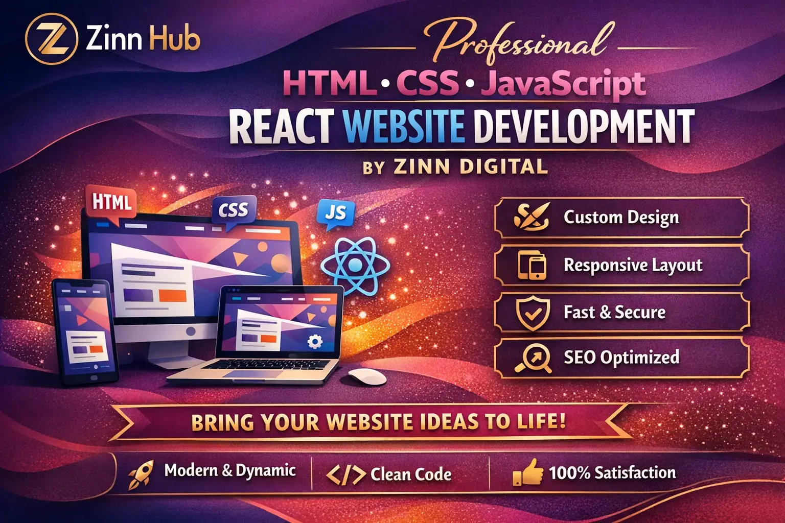 Professional Html Css Javascript React Website Development By Zinn Digital ™ 1 Professional Html Css Javascript React Website Development By Zinn Digital ™