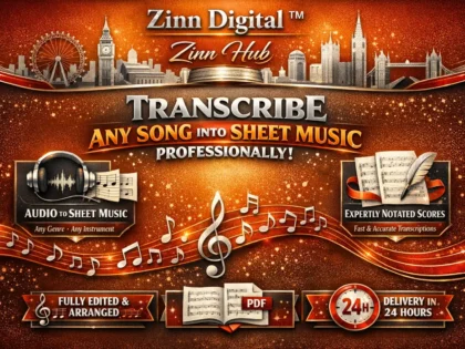transcribe any song or audio into sheet music professionally