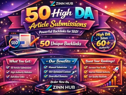 50 unique high da and high quality article submission backlinks